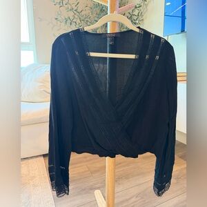 Forever 21 Discontinued Black Lace Trim Blouse